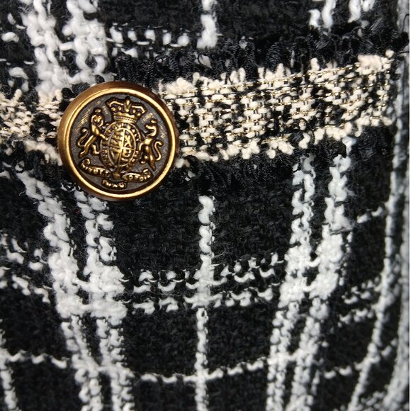 Vici Tweed Plaid Window Pane Knit Gold Trim Mini Dress Black and White Sz S - Picture 4 of 8
